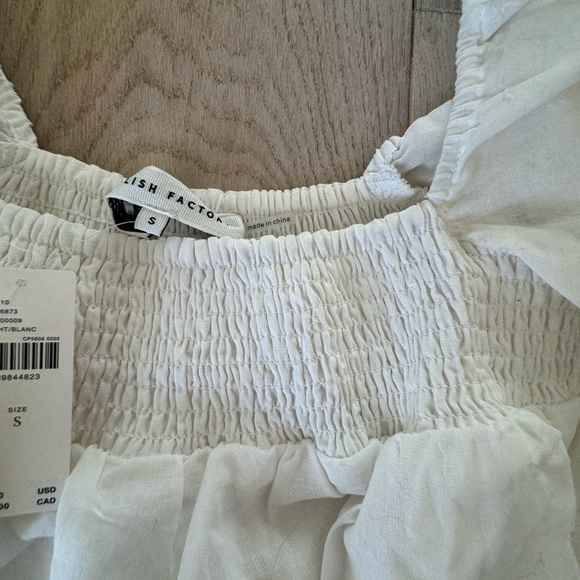 NWT Anthropologie English Factory White Short-Sleeve Ruched Top - Picture 12 of 12